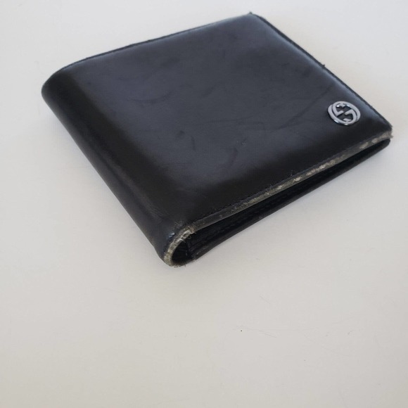Gucci Designer Men's Card Wallet Black Silver Bifold 4x3 Leather Folding Medium - Picture 12 of 12